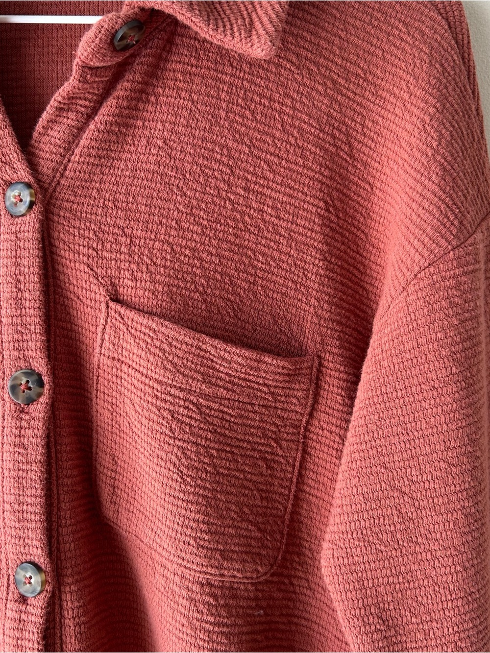 Madewell Textural Knit Shirt-Jacket Weathered Brick Rust Orange XS - Picture 8 of 13